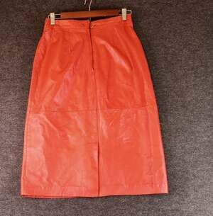 True Vintage SWITZER’s High-Waisted Red Leather Pencil Skirt